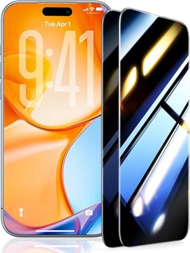 UltraGlass TOP 9H+ Armor for iPhone 16 Privacy Screen Protector [NO.1 Military Grade Shatterproof] Privacy Screen iPhone 16 Tempered Glass [100% Anti Spy & Longest Durable] 2 Pack