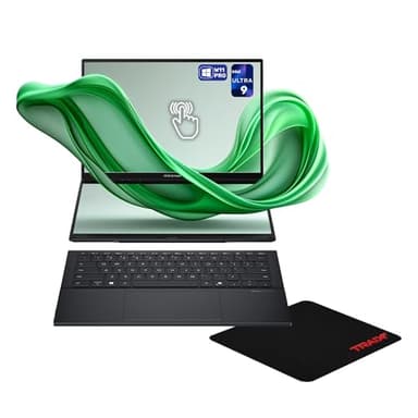 ASUS Zenbook Duo Dual Laptop, Intel Ultra 9-285H, 32 GB LPDDR5X RAM, 2 TB PCIe SSD, 14'' WUXGA (1920x1200) OLED Touchscreen, Intel Arc Graphics, Backlit Keyboard, W11 Pro, Inkwell Gray+Traix Mousepad