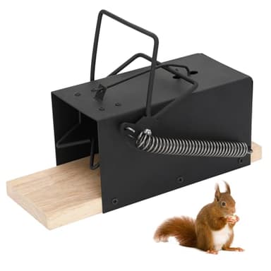 Powerful Squirrel Trap for Outdoor & Indoor Use, Humane Quick-Kill Rodent Trap for Grey & Black Squirrels, Heavy-Duty Metal Frame with Cedar Base, Weatherproof & Reusable Animal Catcher