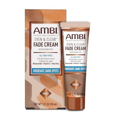 Ambi Even & Clear Fade Cream, Hydroquinone-free, Hyperpigmentation Treatment, Dark Spot Corrector, Results In As Little As 4 Weeks, Niacinamide, Aloe Vera, Vitamin C, 1 Fl Oz