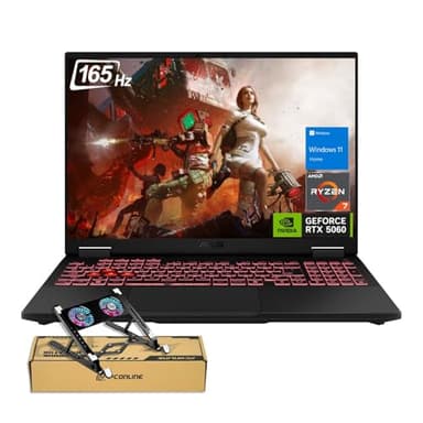 ASUS TUF A16 RTX 5060 Gaming Laptop, 16" FHD+ 165Hz Display, AMD Ryzen 7 260 (Beats Intel i7-14700), NVIDIA RTX 5060, 16GB DDR5 RAM, 1TB SSD, RGB Backlit KB, RJ-45, Bundle with PCO Laptop Cooler