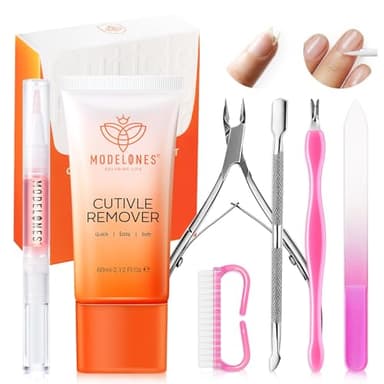 Modelones Cuticle Remover Kit Cuticle Remover Liquid & Cuticle Oil Pen Cuticle Care Kit w/Cuticle Trimmer Cuticle Pusher & Cuticle Nipper for DIY Nail Manicure Set Removedor de Cuticula for Nail Care