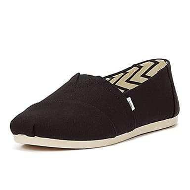 TOMS Women's Alpargata Recycled Cotton Canvas Slip On Sneaker Black Recycled Cotton Canvas