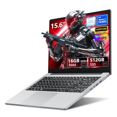 Omnica Laptop, AMD Ryzen 5 7430U Gaming Laptop, 15.6 Inch Laptop Computer with 16GB RAM 512GB SSD, AMD Radeon Lap top, Laptops with Backlit Keyboard, 55.2Wh Battery, Type-C, HDMI,Win 11 Pro