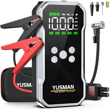 Jump Starter with Air Compressor, 8000A 160PSI Jump Starter Pack (10.0 Gas/7.0L Diesel), 12V Car Jump Starter, Battery Jump Starter with Display, Smart Jumper Cables, 2 LED Light