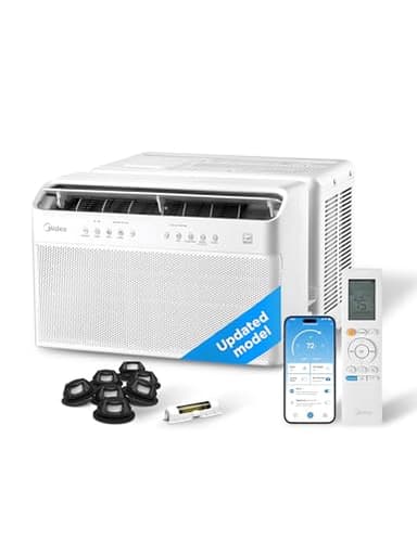 Midea 12,000 BTU U Shaped Smart Inverter Window Air Conditioner - Cools 550 Sq Ft, Ultra Quiet with Open Window Flexibility - Alexa/Google Assistant Compatible - 35% Energy Savings, Remote (Updated)