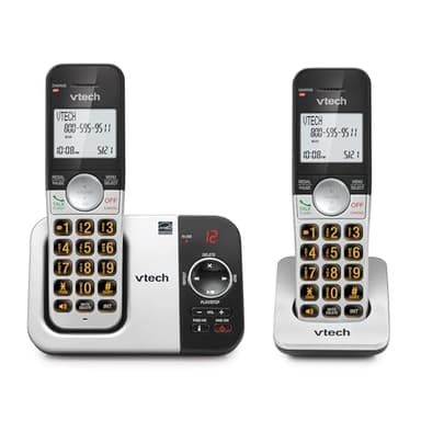 VTech VG232-2 DECT 6.0 Cordless Phone with Answering Machine, 2 Handsets – Large Backlit Display, Big Buttons, Full-Duplex Speakerphone, Caller ID
