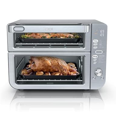 Ninja Air Fryer Toaster Oven Combo | Double Stack XL | 12-in-1 | Fits 4.5 lb Chicken & 6lbs of Wings | Smart Finish Cook 2 Different Meals at Same Time | Countertop Oven | Stainless Steel | DCT601