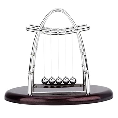 Msiud Newtons Cradle Desktop Balance Balls, Physics Pendulum Toy Tangle Free with Polished Steel Swinging Balls, Science Desk Decor Stress Relief Office Fidget Gadget Concentration Calm for Adults (M)