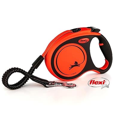 Flexi Xtreme Tape Orange & Black Large 5m Retractable Dog Leash/Lead for Dogs up to 65kgs/143lbs
