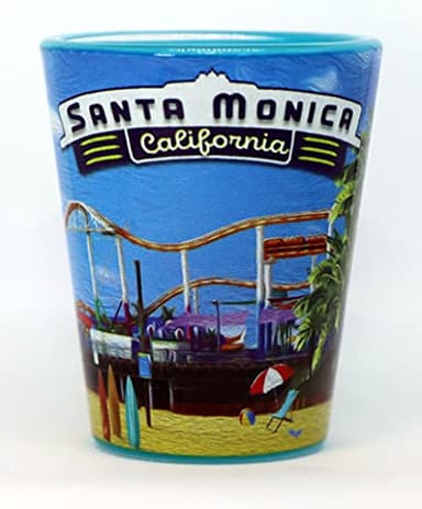 World By Shotglass Santa Monica California Attractions Shot Glass