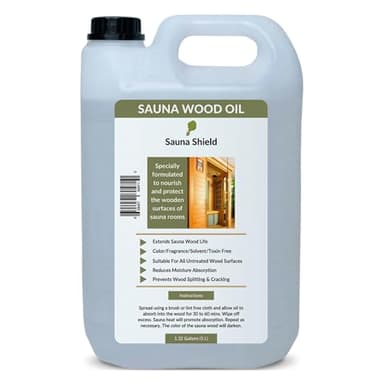 Sauna Shield Sauna Wood Oil - 1.32 Gallons - 100% Pharma-Grade Paraffin Oil | Protects & Nourishes Sauna Wood | Solvent-Free, Unscented, Covers 600+ Sq Ft | for Traditional & Infrared Saunas