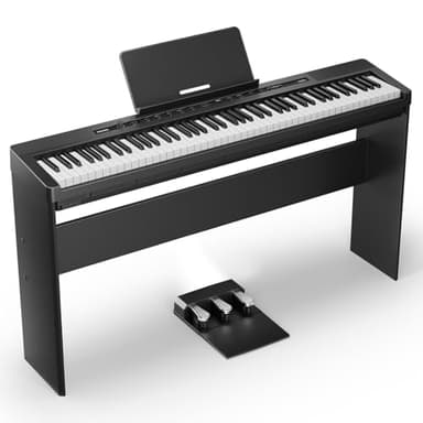 Donner DEP-16A Beginner Digital Piano 88 Key Full Size Weighted Keyboard, Portable Electric Piano with 3-Pedal Unit