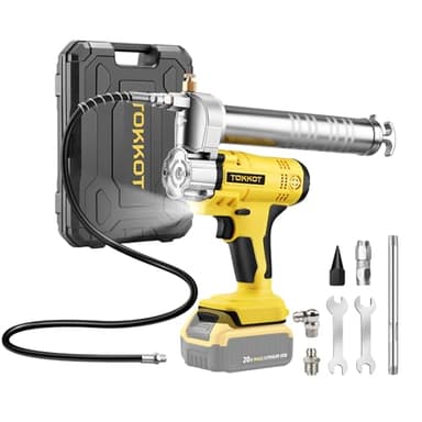 TOKKOT Electric Grease Gun, Cordless Grease Gun Compatible with DeWalt Grease Gun 20V Battery, 12000 PSI with LED Light, 12" Hose & 6" Couplers (Tool Only)