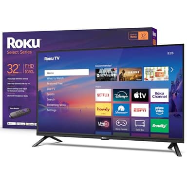 Roku Smart TV 2026 – 32-Inch Select Series, 1080p Full HD TV – Roku TV with Voice Remote – Flat Screen LED Television with Wi-Fi for Streaming Live Local News Sports & Movies, Bluetooth Headphone Mode