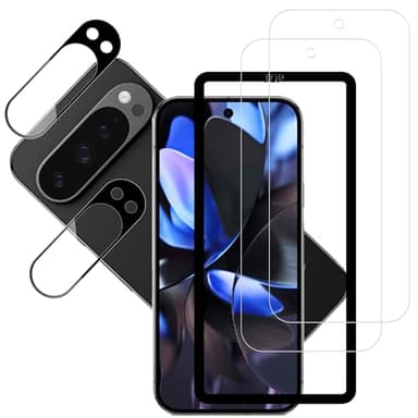 HKKAIS Screen Protector For Google Pixel 9 Pro XL Tempered Glass Film 2-Pack with Camera Lens Protector 2-Pack Easy Alignment Tool Screen
