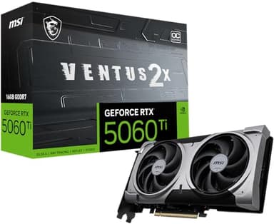 msi Gaming RTX 5060 Ti 16G Ventus 2X OC Plus Graphics Card (16GB GDDR7, 128-bit, Extreme Performance: TBA MHz, DisplayPort x 3 2.1a, HDMI 2.1b, NVIDIA Blackwell Architecture)