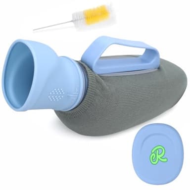 Portable Urinals for Men, 1200ml Nightglow Male Urinal with Upgraded Soft Rubber & Spill-Proof Lid – Large Capacity Pee Bottle Bed Pan for Elderly, Hospital, Travel, and Bedside Use