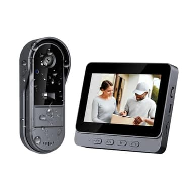 TKMARS Doorbell Camera Wireless No Subscription 1080P, Waterproof Door Bell Camera with Monitor Screen Free Storage NO WiFi and APP Needed, Video Intercom Two-Way Audio, 170° View Angle,Night Vision