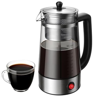 KIDISLE Percolator Coffee Pot Electric Coffee Maker, 10-Cup Coffee Percolator with Auto Keep Warm, Stainless Steel Basket, Borosilicate Glass, Cool-Touch Handle