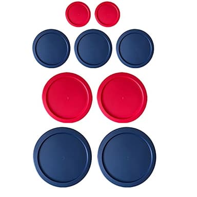 Replacement Lids for Pyrex Glass Food Storage Containers Round (2) for 7202-PC 1 Cup (3) for 7200-PC 2 Cup (2) for 7201-PC 4 Cup (2) for 7402-PC 6/7 Cup Red Blue