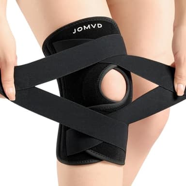 JOMVD Knee Brace for Knee Pain, Meniscus Tear, Adjustable Knee Support with Side Spring Stabilizers for ACL, MCL, Arthritis, Patella Stability, Knee Pain Relief, Injury Recovery, Women and Men, Medium
