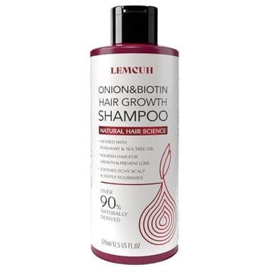 Lemcuh Hair Growth Shampoo for Thinning Hair & Oily Scalp – Onion, Biotin & Caffeine Shampoo for Scalp Care – Gentle Daily Cleansing with Tea Tree & Rosemary, Sulfate Free Formula 12.5Fl Oz