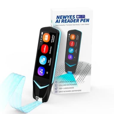 NEWYES AI Pen, Reading Pen for Dyslexia Scan Reader Pen 4 Text to Speech Device Translator Pen, Photo Translation OCR 16GB Bluetooth Pen Scanner for Students Adults (Blue) (3.99")