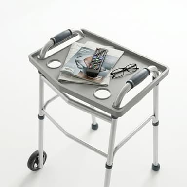 Bluestone Walker Tray- Upright with Holders-Universal Table Fits Most Standard Folding Walkers-Home Mobility Medical Equipment Accessories, 1 Count (Pack of 1)