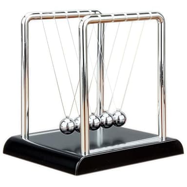 Newtons Cradle Balance Pendulum Balls, Swinging Kinetic Balls with Black Base, Science Physics Educational Learning Tool, Office Home Creative Decoration, Stress Relief Fidget Desk Toy (Medium)