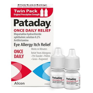Pataday Once Daily Allergy Itch Relief Eye Drops, 2.5 ml, Twin Pack, Olopatadine 0.2% Antihistamine Drops for Itchy Eyes, Targets Pollen, Ragweed, Grass & Pet Dander, Up to 16-Hour Relief