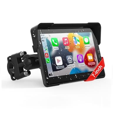 Wireless Motorcycle Apple Carplay,7 Inch Portable Motor GPS Navigation with Apple Carplay & Android Auto,Siri & Google Assistant, Anti-Glare/Bluetooth 5.2/ Voice Control/ IP69K Waterproof Touchscreen