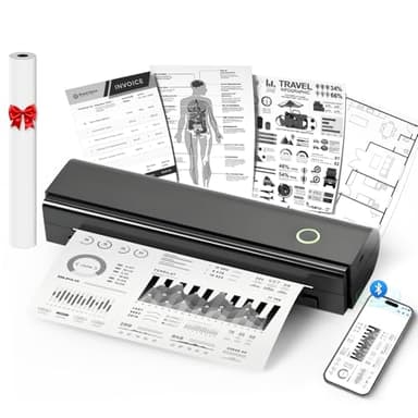 NDYIN Portable Printers Wireless for Travel, N80 Wireless Thermal Printer Bluetooth Inkless Printer Support 8.5" X 11" US Letter & A4, Compatible with iOS, Android, Laptop