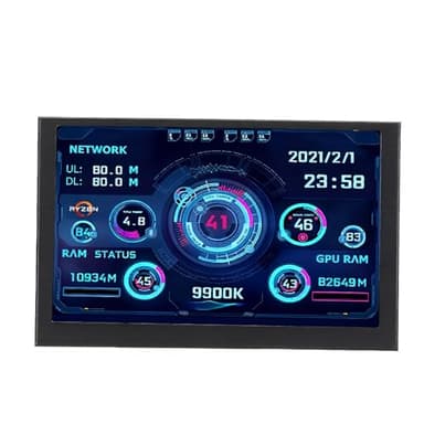 IPS USB Mini Screen, 5in IPS PC CPU Data Monitor USB Type C for AIDA64 Temperature Display, PC CPU GPU Data Monitor Computer Temperature Display Type C Sub Screen