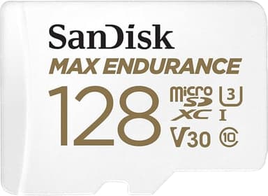 SANDISK 128GB MAX Endurance microSDXC Card with Adapter for Home Security Cameras and Dash cams - C10, U3, V30, 4K UHD, Micro SD Card - SDSQQVR-128G-GN6IA