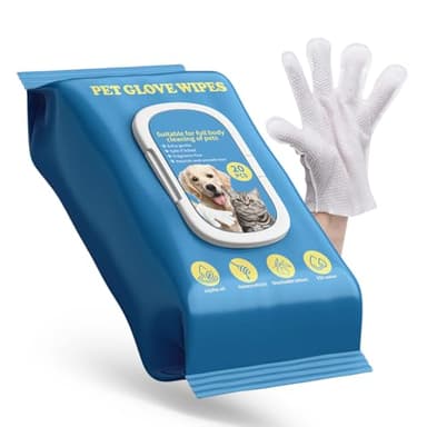 TREZUMA Pet Glove Wipes for Dogs & Cats with Coconut Scent, No Rinse Full Body Cleaning Large Gloves (9.84 x 9.05 inch), Gentle Grooming for Paws Face Ears Eyes Coat, Alcohol Free, 20 Pack