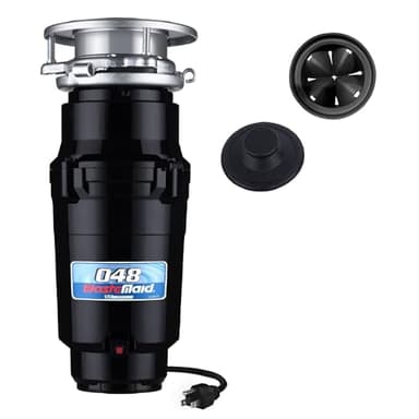 Waste Maid 10-US-WM-048-3B Garbage Disposal Anti-Jam Stainless Steel Food Waste Grinding System, 1/3 HP Compact, Black