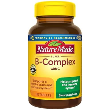 Nature Made Super B Complex with Vitamin C & Folic Acid, B Complex Vitamins for Women and Men, Dietary Supplement for Immune Support, 140 Tablets, 140 Day Supply