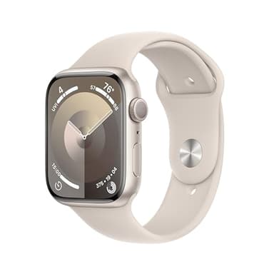 Apple Watch Series 9 [GPS, 45mm] - Starlight Aluminum Case with Starlight Sport Band, S/M (Renewed)
