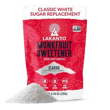 Lakanto Classic Monk Fruit Sweetener with Erythritol - White Sugar Substitute for Coffee, Tea, Baking, Cooking, Zero Calorie, Keto Diet Friendly, Monkfruit Extract, Sugar Replacement (8.29 oz)