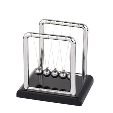 Newtons Cradle Balance Balls,Pendulum Balls with Black Base,Newtons Cradle Pendulum,Desk Decor for Men,Physics Toys,Metal Creative Ornament Crafts,Mind Bending Desk Sculpture (Black 5 Balls)