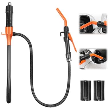 BOLCOWE Electric Fuel Transfer Pump, Portable Battery Powered Hand Fuel Pump, Battery Gas Pumps Universal Fit for Vehicles, Boats, Lawn Equipment, Emergency & Home Use(Black Orange)