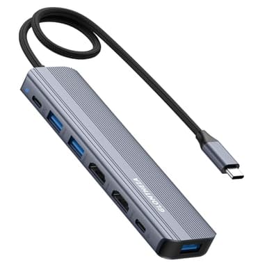 Glomtheia USB C Hub Docking Station Dual Monitor for Laptop, MacBook Air/Pro Dock Adapter Multiport Dongle with 2 HDMI Ports 4K 60Hz, 100W PD Charging, 3 USBA 3.0 & USBC