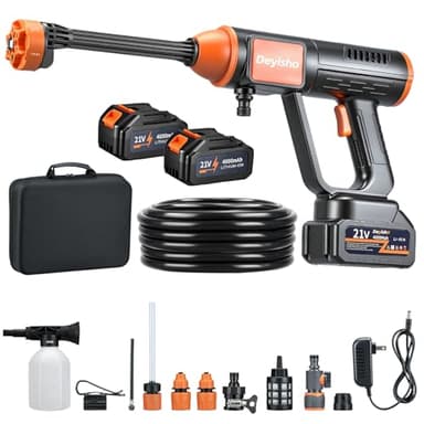 Deyisha 1750 PSI Upgraded Cordless Pressure Washer with Brushless Motor, 2 * 4.0Ah Battery, 6-in-1 Nozzle, Touch Screen, Stroage Bag, Handheld Portable Pressure Washer, Electric Pressure Washer
