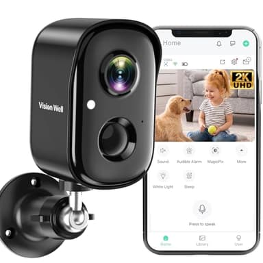 Security Cameras Wireless Outdoor, 2K Indoor Cameras for Home Security Battery Powered, AI Motion Detection, Color Night Vision, 2-Way Talk, Spotlight Siren Alarm, Cloud & SD Storage-Jet Black Camera