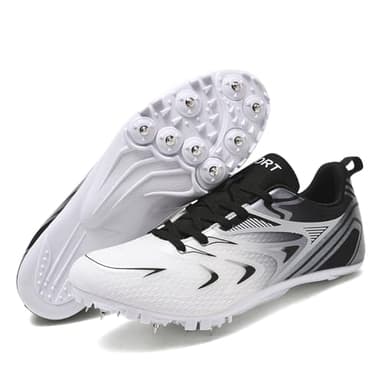 RROCDTE Men's Spikes Track and Field Shoes Outdoor Sprint Racing Running Jumping Traning Cleats Black EU 41