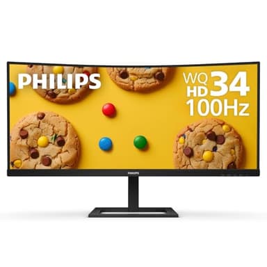 Philips 346E2CUAE 34'' Curved Frameless UltraWide QHD 3440x1440,100Hz 1ms MPRT, sRGB 121%, USB-C Charging, MultiView PIP/PBP, Height Adjustable, 4Yr Advance Replacement