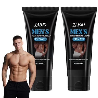 Hair Removal Cream for Men, 2 Pack Intimate Hair Removal Cream for Men Painless Depilatory for Unwanted Male Hair In Private Area, Suitable for All Skin Types