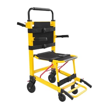KUMOYOU EMS Mobility Chair, Medical Emergency Patient Transfer Chair, 4-Wheel Evacuation Chair Load-Capacity 396.83lbs for First Aid Centers, Ambulances, Hospitals, Medical Institutions (Yellow)