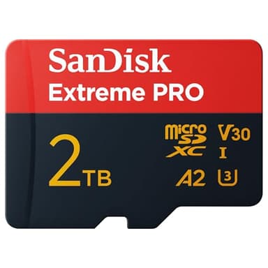SanDisk Extreme PRO 2TB microSDXC UHS-I Card + SD Adapter & RescuePRO Deluxe (for Smartphones, Action Cams, Drones, Read Speeds up to 250MB/s, 5K, 4K UHD, A2, Class 10, U3, V30)